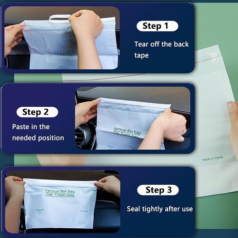20PCS Disposable Car Garbage Bin Bags, Self Adhesive Waste Bags Car Trash Bag without Leaving Marks, Portable Vomit Bags Disposable for Car, Travel, Boat, Plane, Camping and Offices in Kuwait