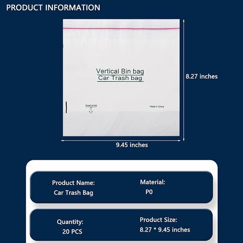 20PCS Disposable Car Garbage Bin Bags, Self Adhesive Waste Bags Car Trash Bag without Leaving Marks, Portable Vomit Bags Disposable for Car, Travel, Boat, Plane, Camping and Offices in Kuwait