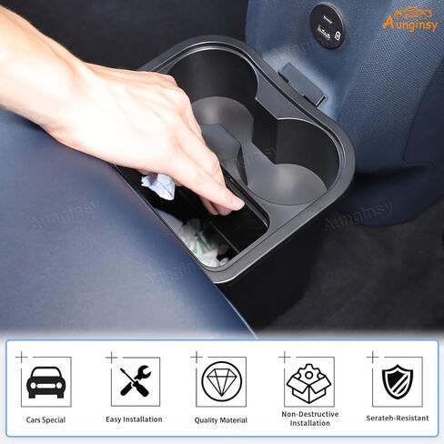 Aunginsy Rear Seat Trash Can Compatible with Ford Maverick 2022-2025, Multi-Function Trash Can with Cup Holder Trash Bin Extra Rear Storage Box Insert Organizer Tray Removable FITS Slot Accessories in Saudi Arabia