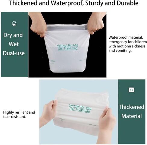 EWUVP 50pcs Car Trash Bags Easy Stick-On Disposable Portable Car Garbage Bags, Self Adhesive Cleaning Bags for Cars, Portable Car Trash Bin for Cars, Bedrooms, Bathrooms, Offices, Kitchens in Kuwait