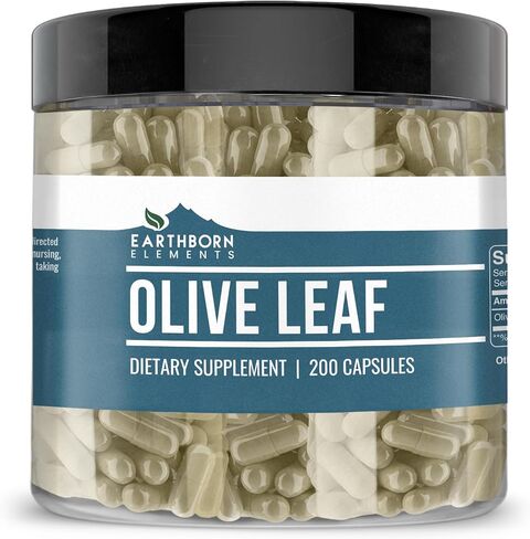 Earthborn Elements Olive Leaf Extract 200 Capsules, Pure & Undiluted, No Additives in Saudi Arabia