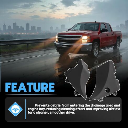 Front Windshield Wiper Cowl Side Extension Trim Left and Right Fit For Chevrolet Silverado 2014-2019 1500 2500 3500 Fit For GMC Sierra 2014-2019 Corner Cover Bezel Pair Replaces 23178017 23178018 in Saudi Arabia