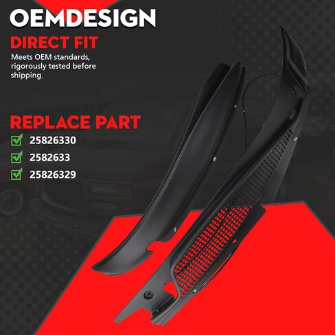 Windshield Wiper Cowl Cover Panel Grille Compatible with Chevrolet Chervy Express GMC Savana 1500 2500 3500 1996-2001 2002 2003 2004 2005 2006 2007 2008 2009 2010 2011 2012 2013 2014 2015 2016 2017 in Kuwait