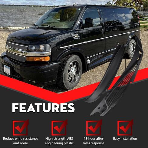 Windshield Wiper Cowl Cover Panel Grille Compatible with Chevrolet Chervy Express GMC Savana 1500 2500 3500 1996-2001 2002 2003 2004 2005 2006 2007 2008 2009 2010 2011 2012 2013 2014 2015 2016 2017 in Kuwait
