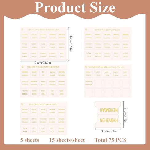 75 Pcs Bible Book Index Tabs Laminated Bible Tabs Gold Foil Lettering Bible Study Journaling Labels Supplies Print Stickers for Women Men Easy Navigation Easy to Read Quick Reference in Saudi Arabia