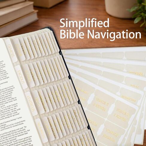 Bible Tabs for Women and Men, 75 Laminated Bible Index Tabs with Embossed Gold Foil Lettering, Durable Neutral Bible Study Tabs for Easy Navigation and Journaling in Kuwait