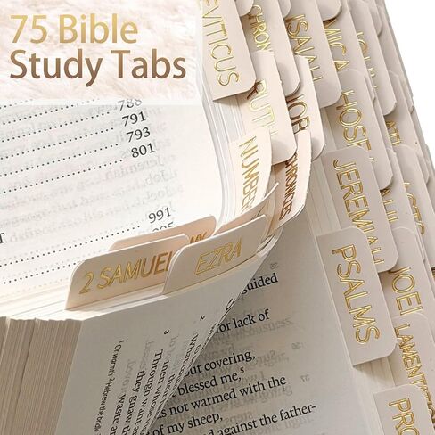 Bible Tabs for Women and Men, 75 Laminated Bible Index Tabs with Embossed Gold Foil Lettering, Durable Neutral Bible Study Tabs for Easy Navigation and Journaling in Kuwait