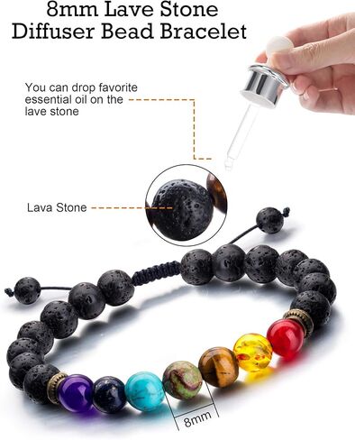 Tatuo 4 Pcs Lava Rock Bracelet for Men Bead Chakra Essential Oil Diffuser Bracelets Jewelry Gift(Style E) in Saudi Arabia