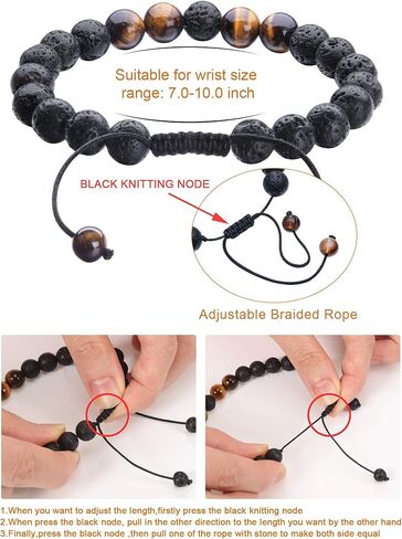 Tatuo 4 Pcs Lava Rock Bracelet for Men Bead Chakra Essential Oil Diffuser Bracelets Jewelry Gift(Style E) in Saudi Arabia