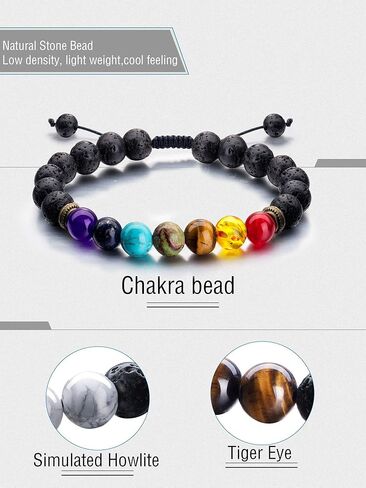 Tatuo 4 Pcs Lava Rock Bracelet for Men Bead Chakra Essential Oil Diffuser Bracelets Jewelry Gift(Style E) in Saudi Arabia