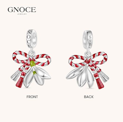 GNOCE March Martisor Flower Lucky Pendant Dangle Charm Bracelet for Women, S925 Sterling Silver Dangle Charms for Women Wife, Valentine‘s Day, Mother’s Day Jewelry in Saudi Arabia