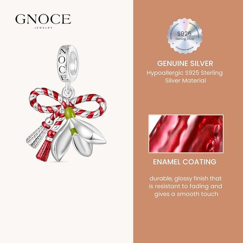 GNOCE March Martisor Flower Lucky Pendant Dangle Charm Bracelet for Women, S925 Sterling Silver Dangle Charms for Women Wife, Valentine‘s Day, Mother’s Day Jewelry in Saudi Arabia