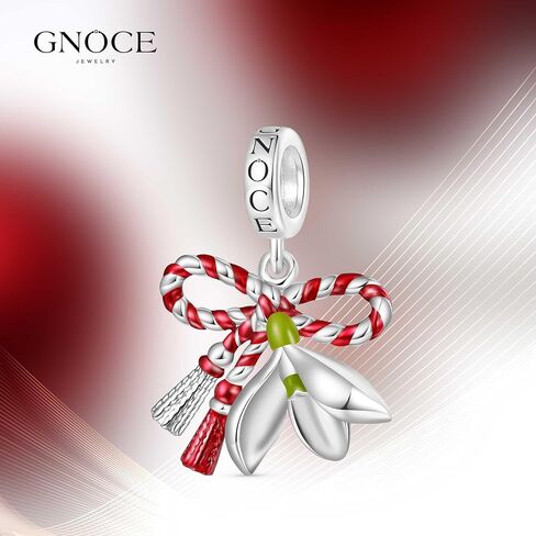 GNOCE March Martisor Flower Lucky Pendant Dangle Charm Bracelet for Women, S925 Sterling Silver Dangle Charms for Women Wife, Valentine‘s Day, Mother’s Day Jewelry in Saudi Arabia