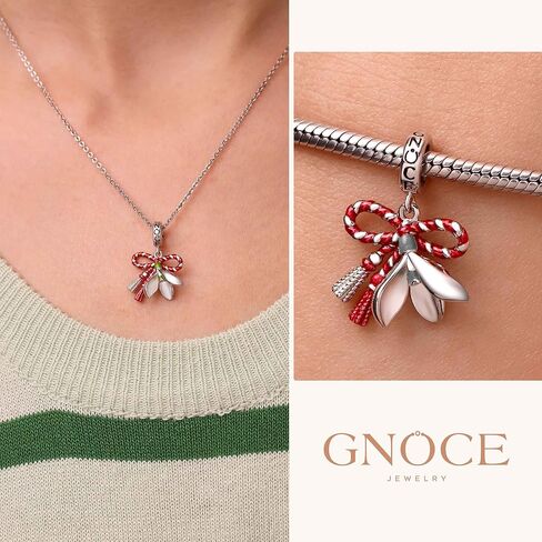 GNOCE March Martisor Flower Lucky Pendant Dangle Charm Bracelet for Women, S925 Sterling Silver Dangle Charms for Women Wife, Valentine‘s Day, Mother’s Day Jewelry in Saudi Arabia