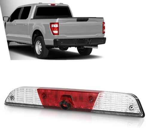 G-PLUS Third 3rd Brake Light LED w/Camera Tow Vision High Mount Fit Ford F150 F250 2017 2018 2019 2020 2021 2022 High Mount Stop Lights Red & Clear Lens Chrome Housing in Kuwait