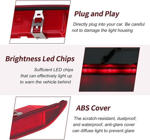 LED Third Brake Light for Ford Focus Sedan 2012-2018 Red 3rd High Mounted Stop Lamp BM5113A601AD Rear Center High Level Brake Light BM5113A601AE Bar Taillight in Saudi Arabia