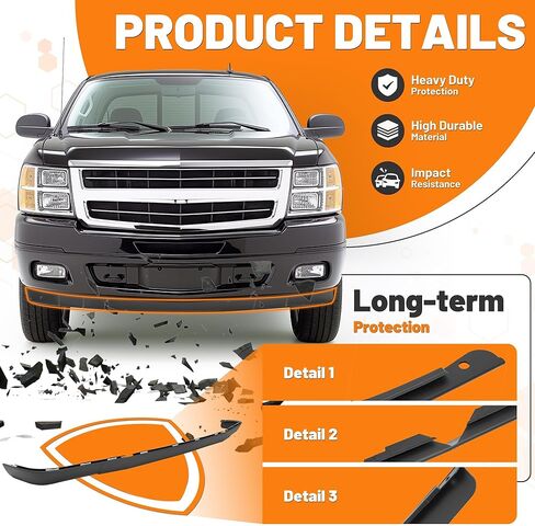 KUAFU Front Lower Valance Compatible with 2003-2007 Chevy/Chevrolet Silverado 3500HD 1500 2500 Avalanche 10386198 GM1092200 Bumper Air Deflector Extension W/O Body Cladding PP Plastic in Saudi Arabia