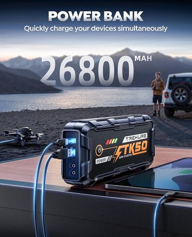 TREKURE Car Battery Jump Starter 8000A 26800mAh, Portable Car Jump Starter for All Gas and 14L Diesel Engines, Power Bank & Battery Jumper, Portable Jump Box Car Battery with Fast Charge, LED Light in Kuwait
