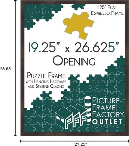 إطار أحجية PFFO مقاس 19.25x26.625 لديكور الحائط على شكل أحجية الصور المقطوعة، إطار صورة بني داكن للنمط الحديث أو التقليدي in Kuwait