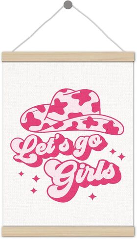 Let's Go Girls Poster Hanger Frame 12x16 Inch, Pink Western Cowgirl Hat Wall Decor, Trendy Preppy Room Wall Art Decor for Dorm Teen Girls Room Bedroom in Saudi Arabia