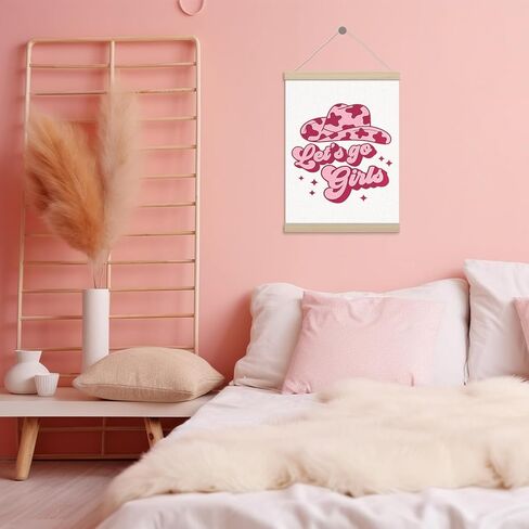 Let's Go Girls Poster Hanger Frame 12x16 Inch, Pink Western Cowgirl Hat Wall Decor, Trendy Preppy Room Wall Art Decor for Dorm Teen Girls Room Bedroom in Saudi Arabia