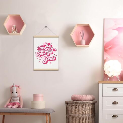 Let's Go Girls Poster Hanger Frame 12x16 Inch, Pink Western Cowgirl Hat Wall Decor, Trendy Preppy Room Wall Art Decor for Dorm Teen Girls Room Bedroom in Saudi Arabia