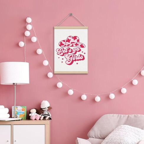 Let's Go Girls Poster Hanger Frame 12x16 Inch, Pink Western Cowgirl Hat Wall Decor, Trendy Preppy Room Wall Art Decor for Dorm Teen Girls Room Bedroom in Saudi Arabia