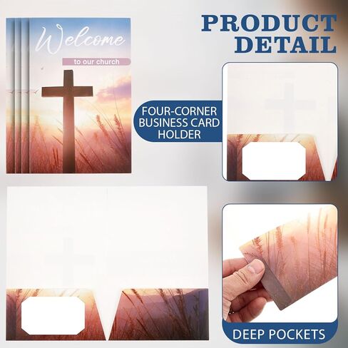 Kisston 25 Pcs Welcome to Our Church Folders 9" x 12" Two Pocket Christian Visitor Gathering Folders with Card Slots for Religious New Members Visitors Church Events in Saudi Arabia