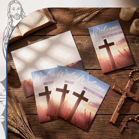 Kisston 25 Pcs Welcome to Our Church Folders 9" x 12" Two Pocket Christian Visitor Gathering Folders with Card Slots for Religious New Members Visitors Church Events in Saudi Arabia