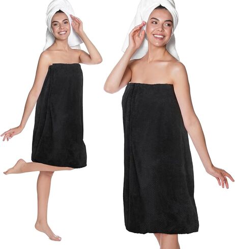 Tigeen 2 Pcs Towel Wrap for Women Lightweight Spa Robe with Adjustable Closure Elastic Top Soft Bathrobe Spa Wrap in Saudi Arabia