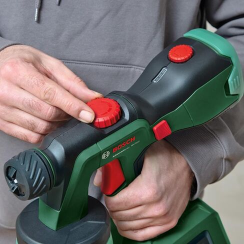 مسدس طلاء لاسلكي AdvancedSpray 18V-500 من Bosch (الورنيش، الورنيش، دهانات التوزيع/اللاتكس، 3 م²/الدقيقة؛ دلاء 2 × 1200 مل، شاحن وبطارية 4 أمبير في الساعة) in Saudi Arabia