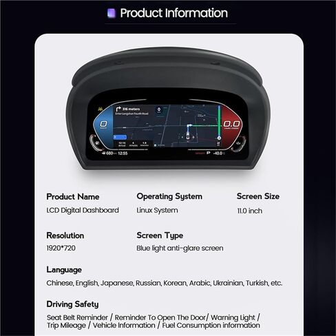 11 Inch Car LCD Digital Dashboard Cluster Compatible for BMW Z4 E89 2009-2016 CarPlay Instrument Panel Speedometer Virtual Cockpit in Kuwait