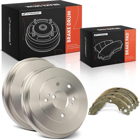 A-Premium 10.42 inch (264.7mm) Rear Brake Drums + Ceramic Shoes Set Compatible with Select Nissan Models - Sentra 2007-2012, Versa 2007-2009, Cube 2009, 6-PC Set in Kuwait