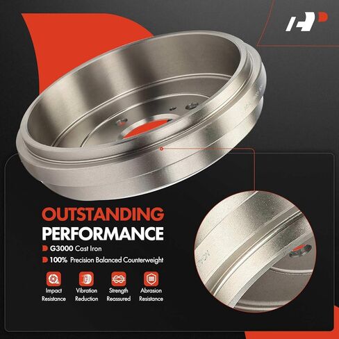 A-Premium 10.42 inch (264.7mm) Rear Brake Drums + Ceramic Shoes Set Compatible with Select Nissan Models - Sentra 2007-2012, Versa 2007-2009, Cube 2009, 6-PC Set in Kuwait