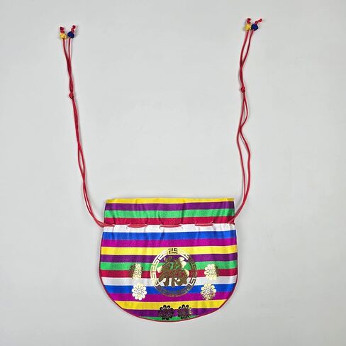 Korean Saekdong Bokjumeoni Pouch, Traditional Drawstring Lucky Bag with Gold Foil Pattern, Small Fabric Gift Pouch for Coins, Jewelry, and Keepsakes, Made in Korea in Saudi Arabia