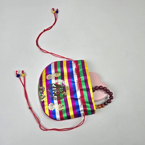 Korean Saekdong Bokjumeoni Pouch, Traditional Drawstring Lucky Bag with Gold Foil Pattern, Small Fabric Gift Pouch for Coins, Jewelry, and Keepsakes, Made in Korea in Saudi Arabia