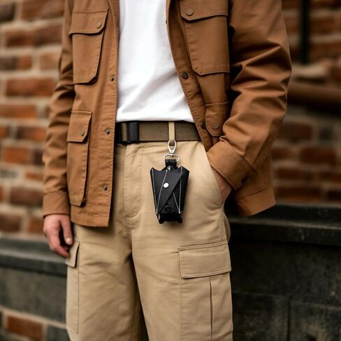 محفظة جلدية للعملات المعدنية مع سلسلة مفاتيح بسحاب، محفظة للعملات المعدنية معلقة على الطراز القوطي مصنوعة يدويًا مع أجنحة قابلة للطي in Kuwait