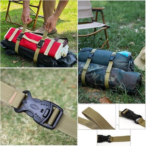 4 Pack Utility Strap with Quick-Release Buckle Nylon Tie Down Straps Sleeping Bag Straps for Camping Backpacking Sleeping Bags Camping Sleeping Pad Folding Camping Table Bed Roll Backpack in Saudi Arabia