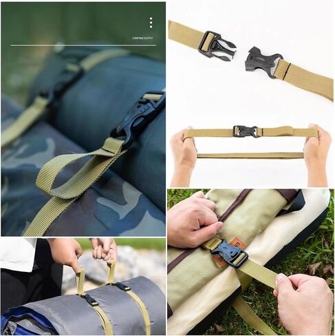 4 Pack Utility Strap with Quick-Release Buckle Nylon Tie Down Straps Sleeping Bag Straps for Camping Backpacking Sleeping Bags Camping Sleeping Pad Folding Camping Table Bed Roll Backpack in Saudi Arabia