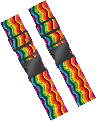2 Pack Luggage Straps for Suitcases Adjustable Travel Bag Belts Polyester Baggage Straps with Buckle Closure Colorful Leaf Feather Pattern Luggage Belts for Travel Suitcases in Kuwait