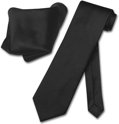 Vesuvio Napoli Solid CHARCOAL GREY Color NeckTie Handkerchief Men's Neck Tie Set, Charcoal Gray Grey, One Size in Saudi Arabia