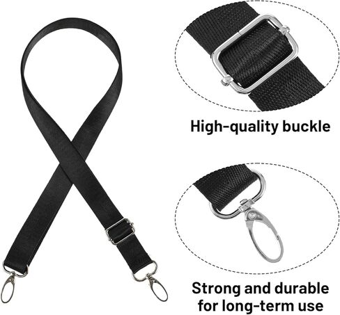 1 Inch Wide Purse Straps Replacement Crossbody, Nylon Shoulder Strap, Adjustable Strap with Clips for Briefcase Handbags Laptop, Luggage, Camera, Guitar Bag, Black in Saudi Arabia