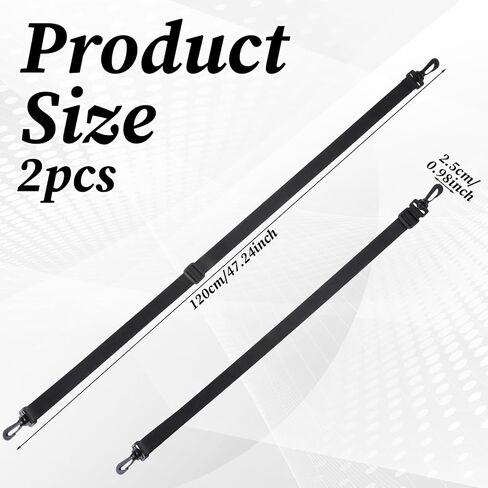 2 Pack Black Adjustable Straps with Clips for Bags, 25mmx1.2m Replacement Shoulder Strap, Adjustable Swivel Clips Hooks Buckle Slide Crossbody Bag Belt for Bags, Bag Strap Replacement in Saudi Arabia