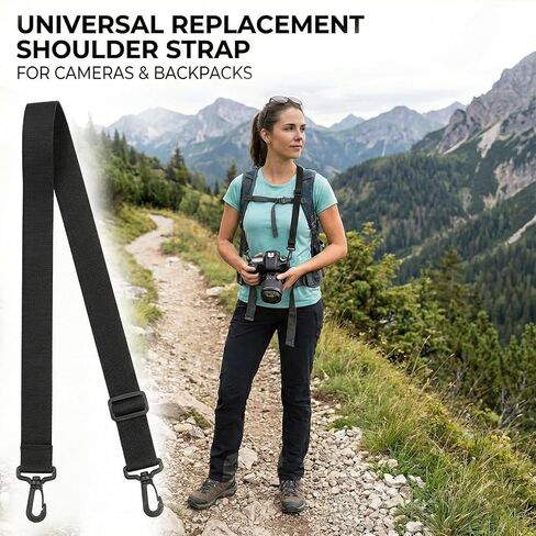 2 Pack Black Adjustable Straps with Clips for Bags, 25mmx1.2m Replacement Shoulder Strap, Adjustable Swivel Clips Hooks Buckle Slide Crossbody Bag Belt for Bags, Bag Strap Replacement in Saudi Arabia