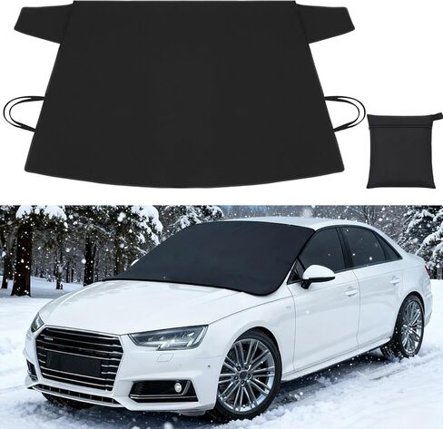 Windshield Cover for Ice and Snow Heavy Duty 600d Oxford Fabric Windshield Protector for Cars Suvs Trucks Secure Fit Waterproof Frost Cover for Winter Car Accessories, Black, 69"x42" in Saudi Arabia