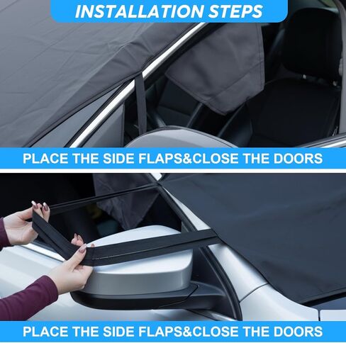 Windshield Cover for Ice and Snow Heavy Duty 600d Oxford Fabric Windshield Protector for Cars Suvs Trucks Secure Fit Waterproof Frost Cover for Winter Car Accessories, Black, 69"x42" in Saudi Arabia