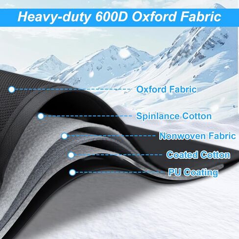Windshield Cover for Ice and Snow Heavy Duty 600d Oxford Fabric Windshield Protector for Cars Suvs Trucks Secure Fit Waterproof Frost Cover for Winter Car Accessories, Black, 69"x42" in Saudi Arabia