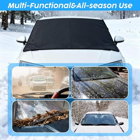 Windshield Cover for Ice and Snow Heavy Duty 600d Oxford Fabric Windshield Protector for Cars Suvs Trucks Secure Fit Waterproof Frost Cover for Winter Car Accessories, Black, 69"x42" in Saudi Arabia