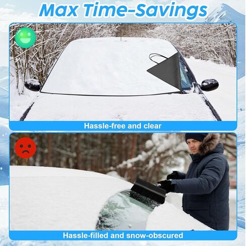 Windshield Cover for Ice and Snow Heavy Duty 600d Oxford Fabric Windshield Protector for Cars Suvs Trucks Secure Fit Waterproof Frost Cover for Winter Car Accessories, Black, 69"x42" in Saudi Arabia