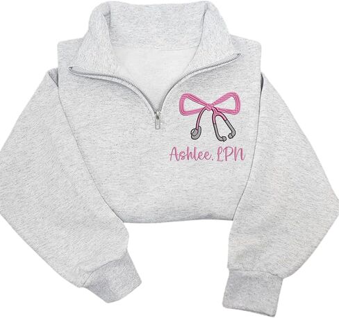 Chillever Personalized Embroidered LPN Quarter Zip Sweatshirt, Custom Licensed Practical Nurse Shirt, Nursing Apparel, LPN Graduation Gift 2025, Nurse Appreciation Clothing, Practical Nurse Gifts in Saudi Arabia